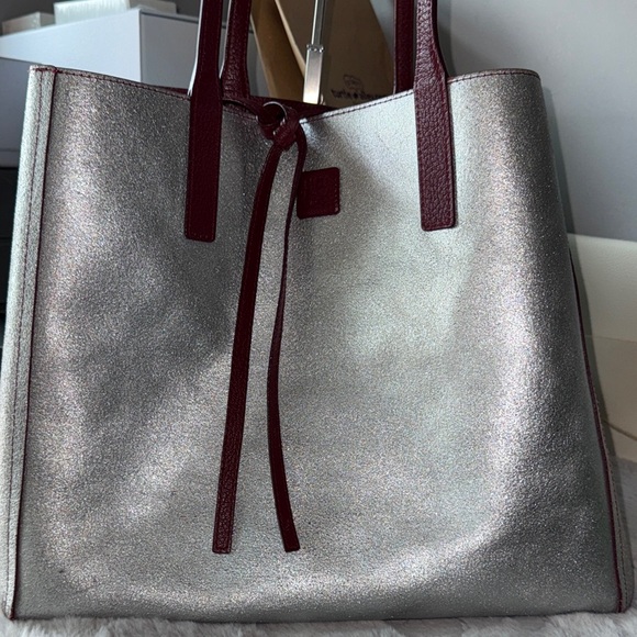 MCM Wandel Burgundy and Silver Reversible Leather Tote - Picture 12 of 16